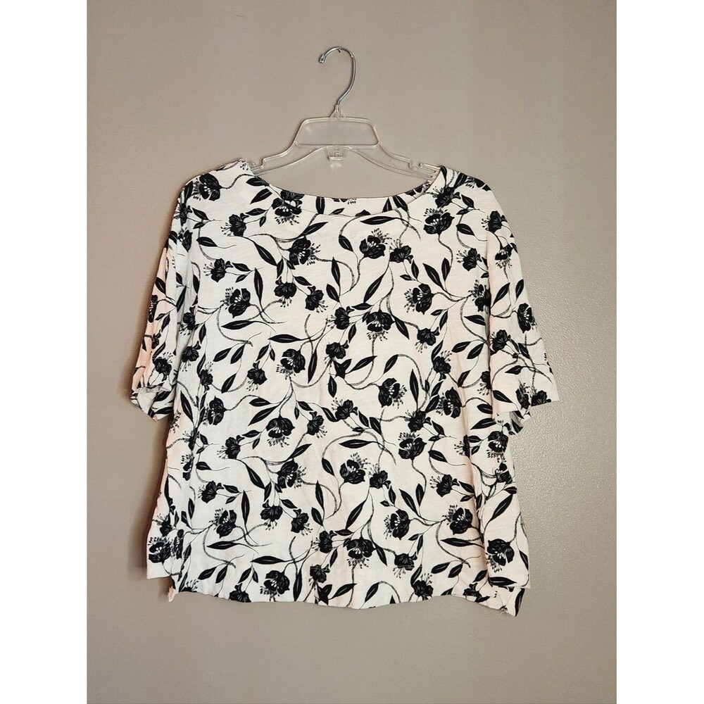 Tahari 100% Cotton Floral Short Sleeve Top Size 1X